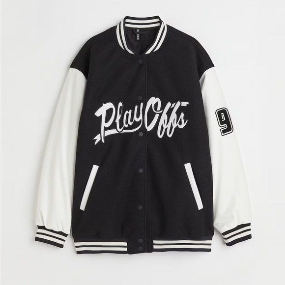 H&M Black and White Baseball Varsity Jacket - Picture 1 of 5
